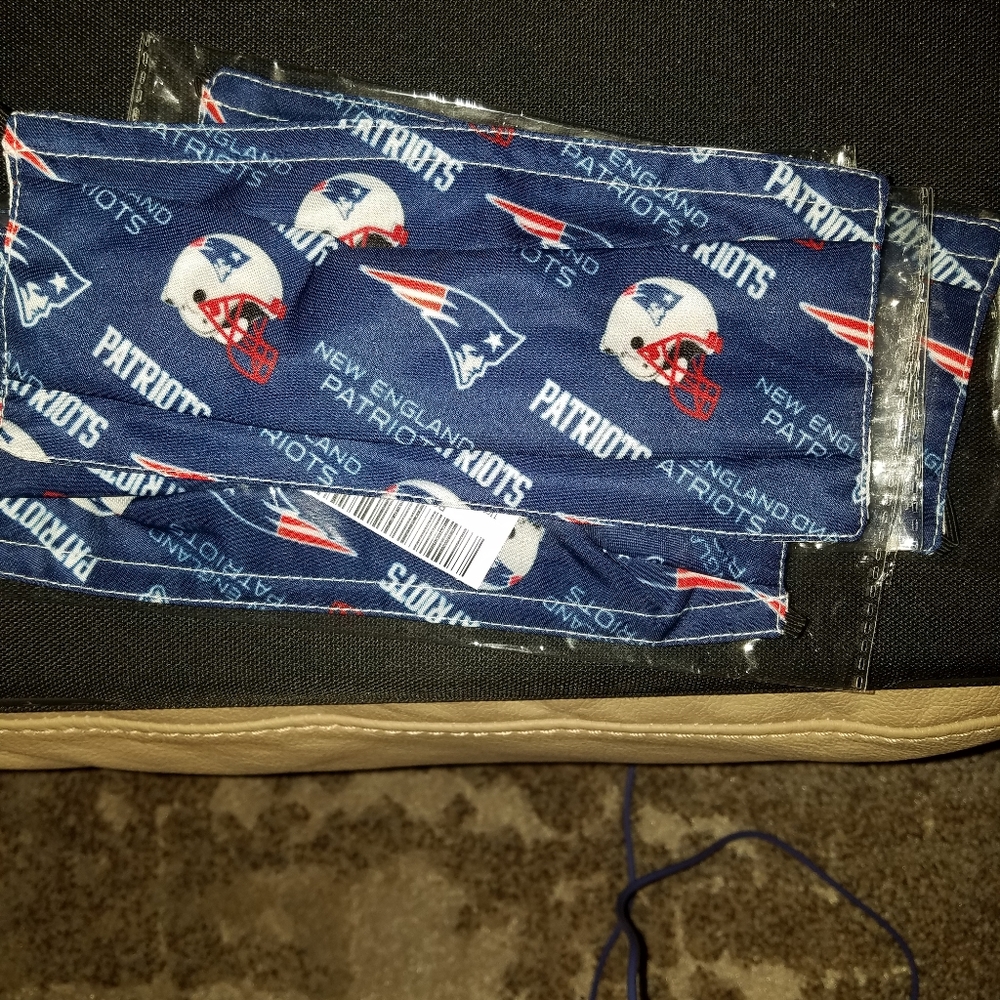 5 Adult New England Patriots Face Masks With Adjustable Elastic Ear Straps
